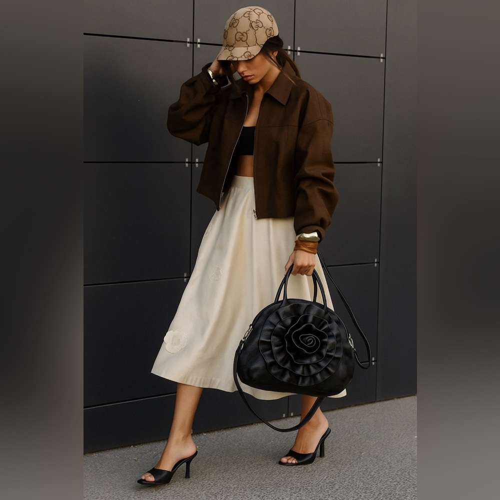 Black rose statement bag by big Buddha Romantic runway #ooak - Picture 2 of 7
